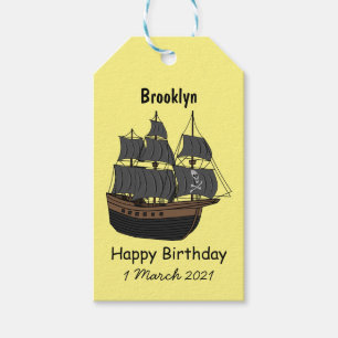 Étiquettes-cadeau Illustration de bateau pirate