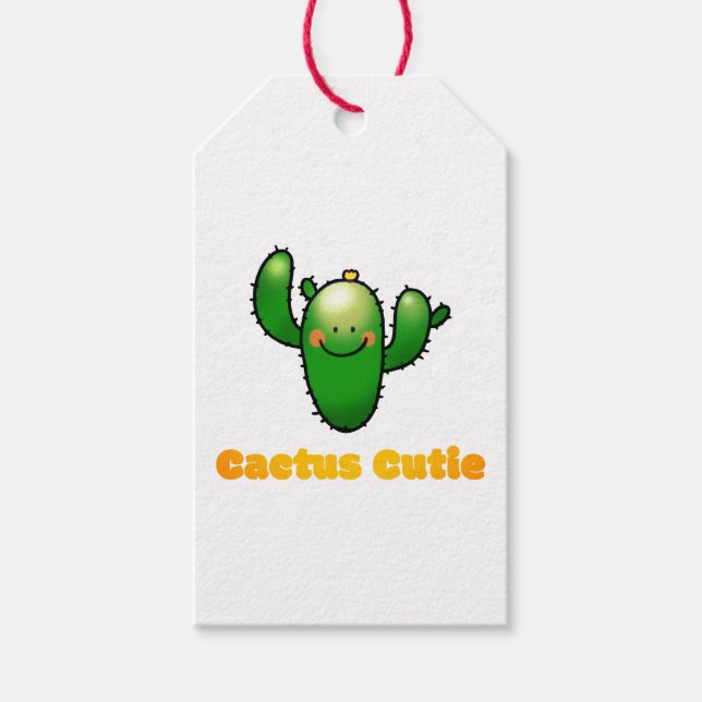 Étiquettes-cadeau Illustration de cactus souriant mignon (Devant)