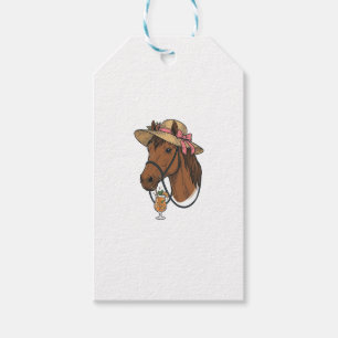 Étiquettes-cadeau Illustration de chapeau d'été cocktail cheval vint