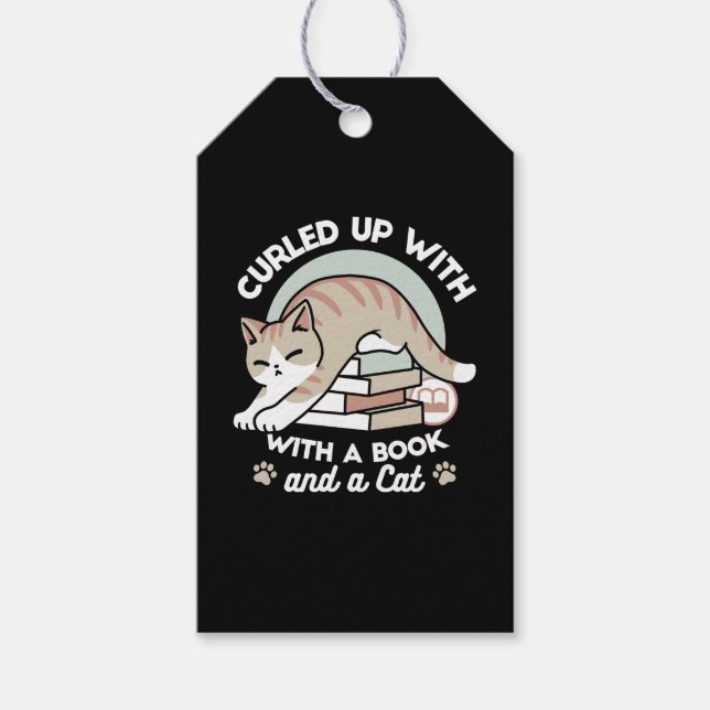 Étiquettes-cadeau Illustration de chat Lover - Curled Up & Cosy (Devant)