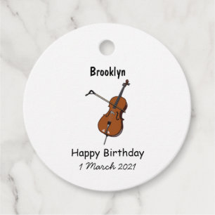 Étiquettes Cadeau Illustration de dessin animé de violoncelle