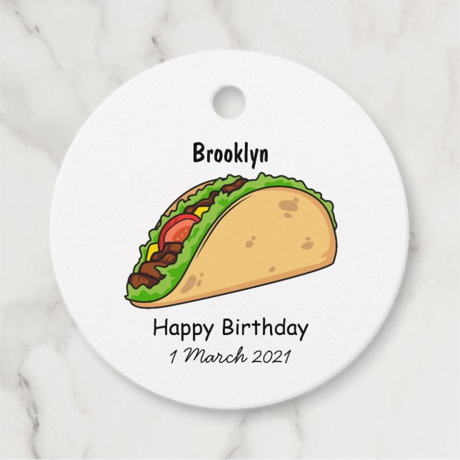 Étiquettes Cadeau Illustration de dessin sur Taco (Devant)