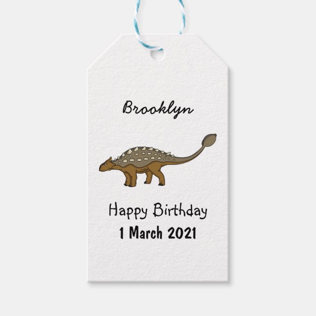 Étiquettes-cadeau Illustration de dinosaure blindé Ankylosaurus (Devant)