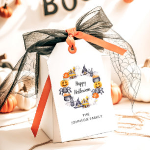 Étiquettes-cadeau Illustration de fête d'Halloween heureuse et migno