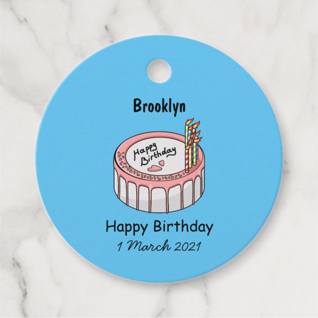 Étiquettes Cadeau Illustration de gâteau d'anniversaire (Devant)