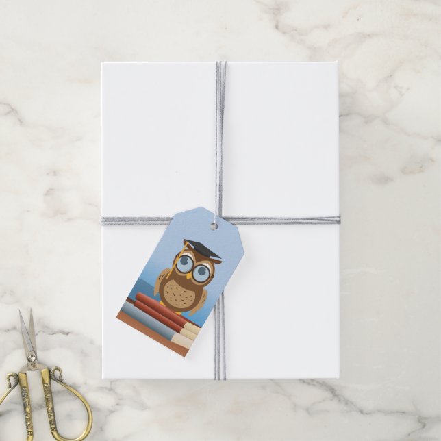 Étiquettes-cadeau Illustration de hibou (Avec de la ficelle)