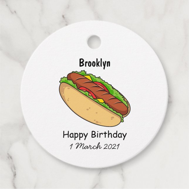 Étiquettes Cadeau Illustration de Hot dog (Devant)