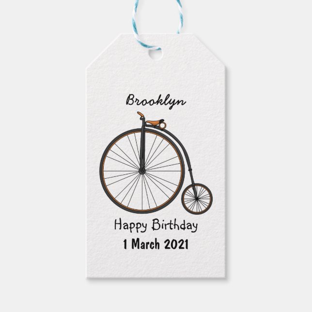 Étiquettes-cadeau Illustration de la bande dessinée de vélo à grande (Devant)