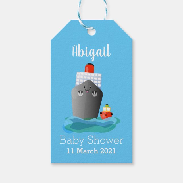 Étiquettes-cadeau Illustration de la caricature de remorqueur de paq (Devant)