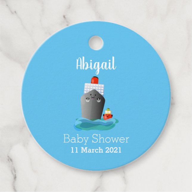 Étiquettes Cadeau Illustration de la caricature de remorqueur de paq (Devant)