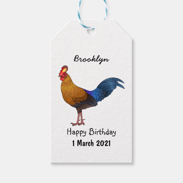 Étiquettes-cadeau Illustration de la caricature d'oiseaux de jungle  (Devant)