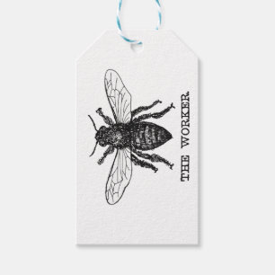 Étiquettes-cadeau Illustration de l'abeille du travailleur vintage