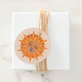 Étiquettes Cadeau Illustration de l'aquarelle orange Sun Face