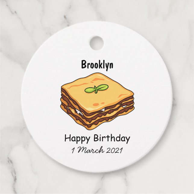 Étiquettes Cadeau Illustration de Lasagna (Devant)