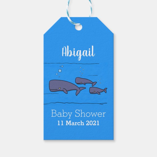 Étiquettes-cadeau Illustration de mignonne migratrice de baleines à  (Devant)