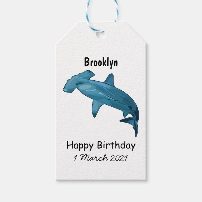 Étiquettes-cadeau Illustration de requin marteau (Devant)
