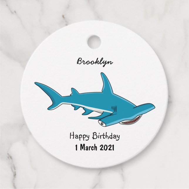 Étiquettes Cadeau Illustration de requin marteau (Devant)