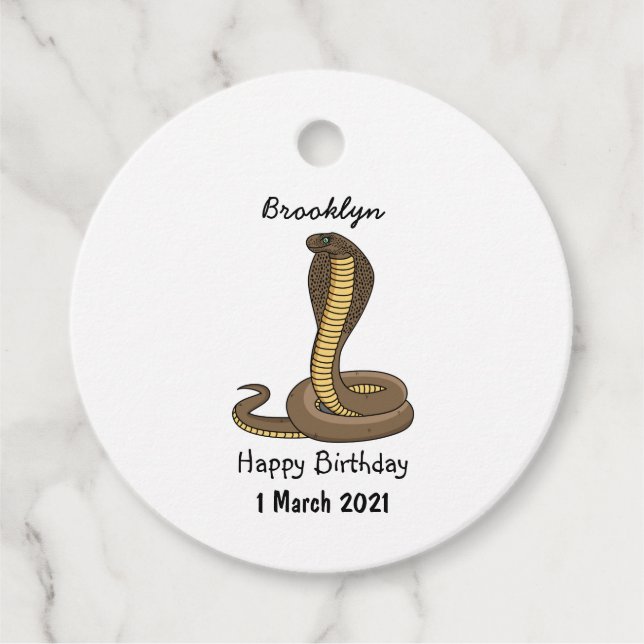 Étiquettes Cadeau Illustration de serpent à cobra Brown (Devant)