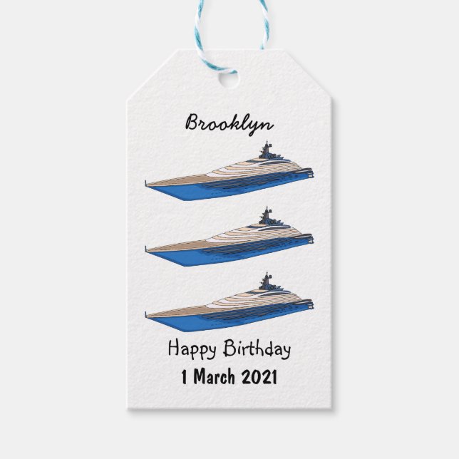 Étiquettes-cadeau Illustration de yacht (Devant)