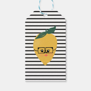 Étiquettes-cadeau Illustration drôle de dessin animé de citron jaune