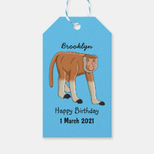 Étiquettes-cadeau Illustration drôle de singe proboscis
