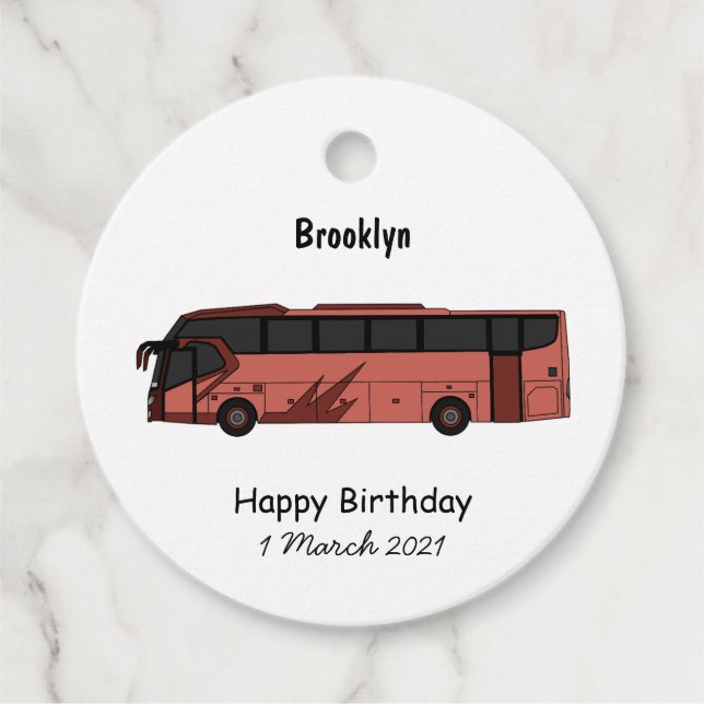 Étiquettes Cadeau Illustration du bus (Devant)