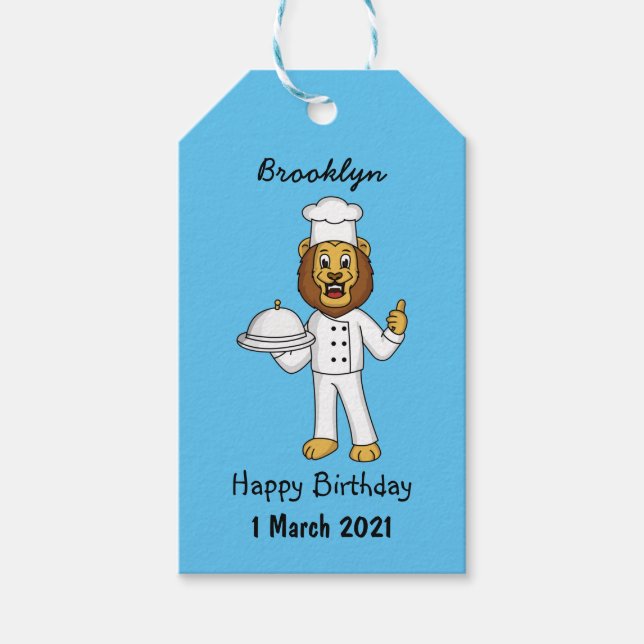 Étiquettes-cadeau Illustration du chef mignon lion (Devant)