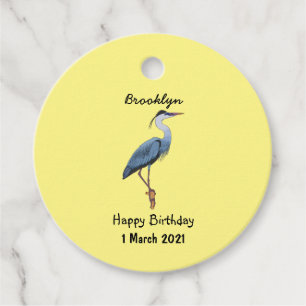 Étiquettes Cadeau Illustration du grand héron bleu