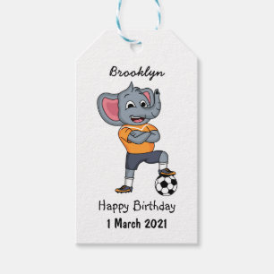 Étiquettes-cadeau Illustration du joueur de football éléphant