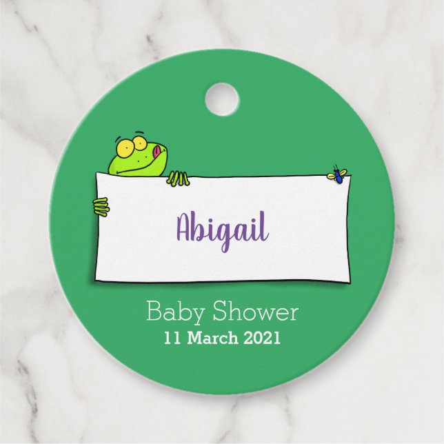 Étiquettes Cadeau Illustration du panneau de grenouille verte mignon (Devant)