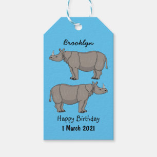 Étiquettes-cadeau Illustration du rhinocéros de Javan
