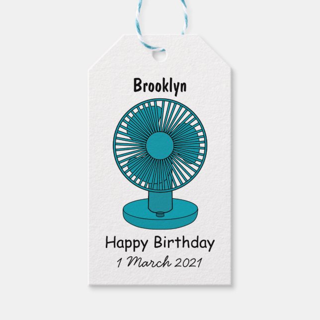 Étiquettes-cadeau Illustration du ventilateur (Devant)