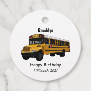 Étiquettes Cadeau Illustration d'un autobus scolaire
