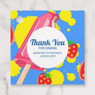 Étiquettes Cadeau Illustration d'un bâton glacé rose et de fraises a