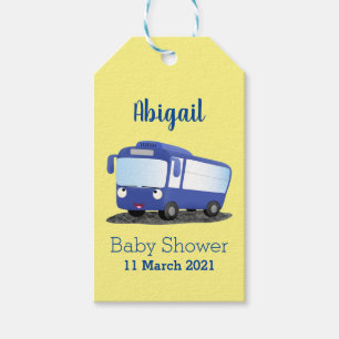 Étiquettes-cadeau Illustration d'un bus moderne bleu mignon