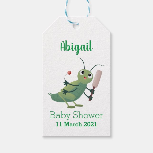 Étiquettes-cadeau Illustration d'un insecte du cricket vert mou (Devant)
