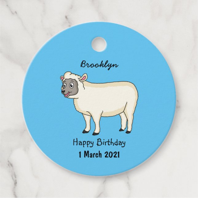 Étiquettes Cadeau Illustration d'un mouton joyeux (Devant)