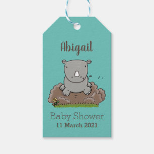 Étiquettes-cadeau Illustration d'un petit rhinocéros