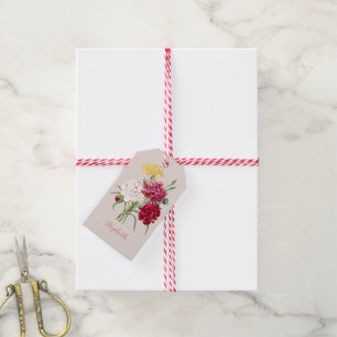 Étiquettes-cadeau Illustration florale de la carnation vintage