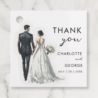 Étiquettes Cadeau Illustration Mariée et Salle Faveurs mariage