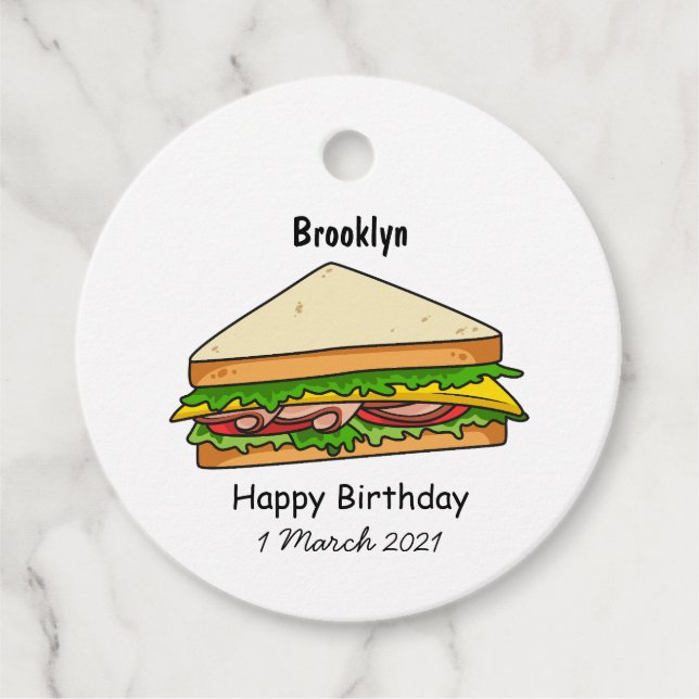 Étiquettes Cadeau Illustration Sandwich (Devant)