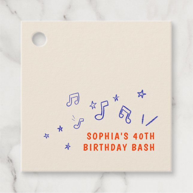 Étiquettes Cadeau Illustrations de notes de musique fantaisistes pou (Devant)