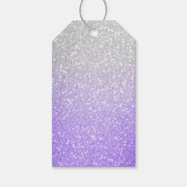 Étiquettes-cadeau Image de Parties scintillant gris et violet (Devant)
