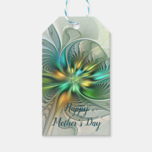 Étiquettes-cadeau Imaginaire coloré Moderne Fleur Abstraite Fractale