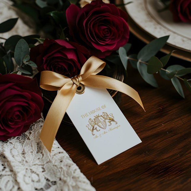 Étiquettes-cadeau Imaginaire médiéval Royal Muse Lion Emblem Mariage (Royal Muse Medieval Fantasy Lion Emblem Wedding Gift Tags)