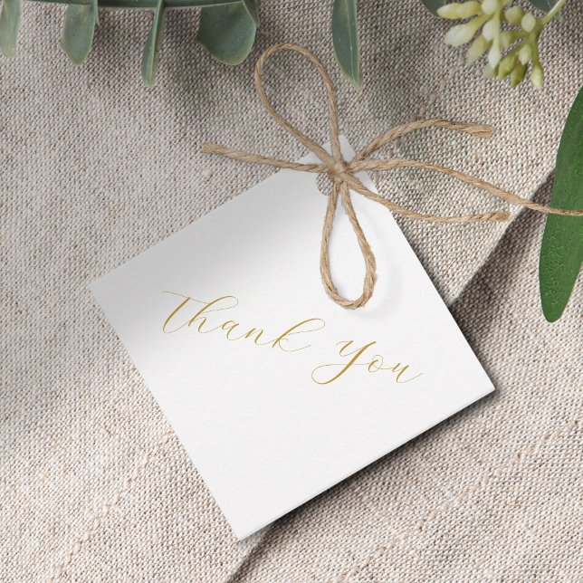 Étiquettes Cadeau Imitation minimale Mariage de script or Merci de s (Créateur téléchargé)