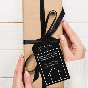 Étiquettes-cadeau Immobilier Maison Blanche Noire Réalisateur Perso