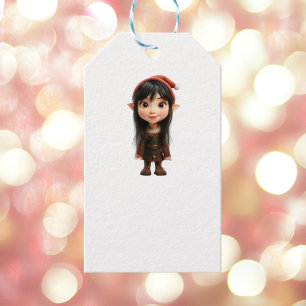 Étiquettes-cadeau Impish Girl Christmas Elf White Cadeau Tags
