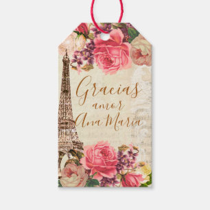 Étiquettes-cadeau Imprégné d'amour Tour Eiffel Shabby chic