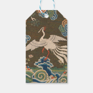 Étiquettes-cadeau Impression de broderie en soie blanche antique chi